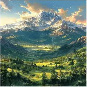 숫자 유화 산 그림 수공예 키트 페인트 바이넘버 스노우 마운틴 수제 그리고 아크릴 물감 붓 캔버스 20 x