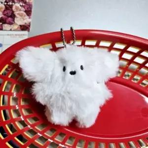 [하프클럽/알티피아]흰둥이 강아지 모루 인형 백설기 미니 가방고리 키링