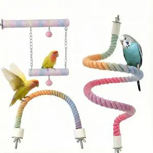 3Pcs 크리소포티스 버드 로프 농어 새장용 구부릴 수 있는 잉꼬 코카티엘 러브버드 버지용 클라이밍 장난감