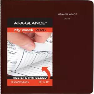 AT-A-GLANCE 2026 예약 북 플래너 주간 8인치 x 11인치 대형 분기별 데이마인드 부르고뉴(G5201426)