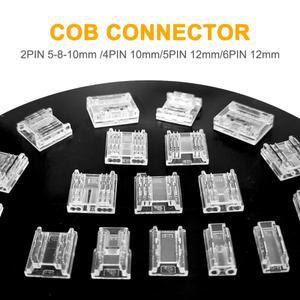 COB LED 스트립 커넥터 투명 무납땜 5mm 8mm 10mm 2핀 3핀 4핀 5핀 6핀 WS2812B 5050 RGBW RGBCCT FOB