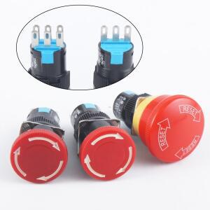 16mm e-스톱 스위치 30mm 버섯 비상 정지 36 핀 1NO1NC2NO2NC 래칭 자체 날씨 팩 푸시 버튼
