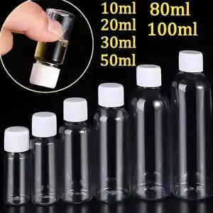 호환  110Pcs 리필 용 병 10ml 20ml 30ml 50ml 80ml 100ml 플라스틱 PET 명확한 빈 인감 병 스크류 캡이있