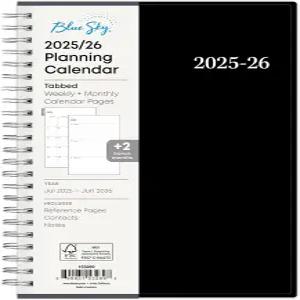 블루 스카이 2025-2026 주간 및 월간 학년도 계획 캘린더 2025년 7월 - 2026년 6월 5인치 x 8인치 유연한