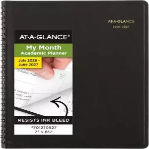AT-A-GLANCE 플래너 2026-2027 월간 학술 18개월 7~12월 캘린더 노트 7인치 x 8-3/4인치 블랙(7012705)