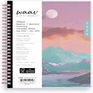 블루 스카이 WAAV 플래닝 캘린더 노트 글로리아 주간/월간 레이아웃 세이프티 와이어바운드(로라- 2026