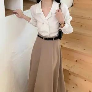 블랙팬서 여자 가을 캐주얼 넥 더블 셔츠 정장 긴팔 톱 슬림핏 OPH3