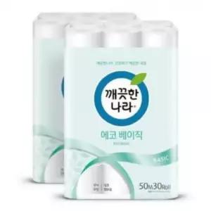 프리미엄 깨끗한나라 화장지 에코베이직 2겹 30롤 x 50m 2팩