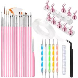네일 아트 도구 세트 5 PCS 브러시 도팅 스탠드 홀더 핀셋 양면 테이프 프레스 및 페인팅용 디자인 키트