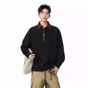 야무치 남사친 캐주얼 투피스 데일리룩 긴팔티 맨투맨 반집업 가짜 칼라 봄가을 슬림핏 상의 KUK3