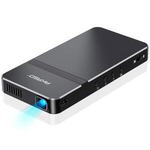 AKASO 미니 , 포켓 사이즈 DLP 휴대용 1080P 쿠키 HDMI WiFi 내장 충전식 배터리 스테레오 스피커 및 리모컨 영화 지원 - Type-C 업데이트