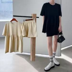 [하프클럽/]여성 오버핏 반팔 프릴 블라우스 반바지 숏팬츠 세트