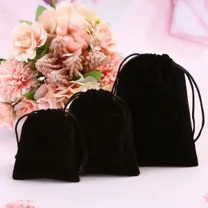 WL 벨벳 파우치 주머니 블랙 12X16cm WFLQRY1
