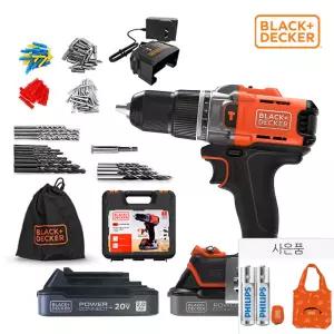 블랙앤데커 햄머드릴 드라이버 20V MAX BCD383D2XK-KR (배터리2개,악세사리 100PCS 포함)
