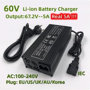 60V 고속 충전기 67.2V/5A 16S 자전거 리튬 배터리 IEC/PC 커넥터 파워 방열