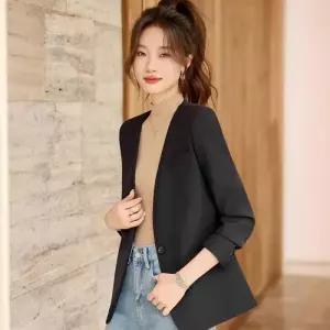 여사친 베이지 가을 캐주얼 코트 정장 상의 자켓 노카라 admr3