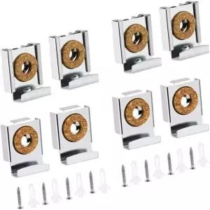 4pcs 크롬 미러 벽걸이 고정 키트 Frameless 클립 장착 걸이 클램프 벽 브래킷 주방 거실