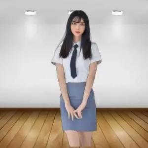 교복 하복 청색 허리조절 스판 교복몰 교복치마