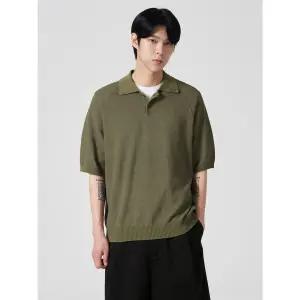 에잇세컨즈 쿨터치 라글란 카라 반소매 니트 카키 424651FY2H 49412267