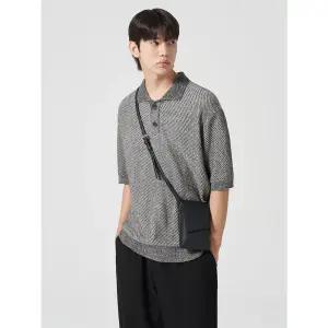 에잇세컨즈 사선조직 카라 반소매 니트 그레이 214751AY13 85098925