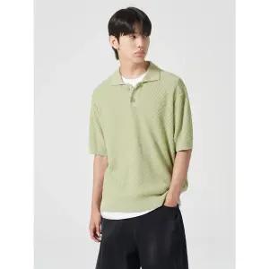 에잇세컨즈 사선조직 카라 반소매 니트 그린 214751AY1L 7574944