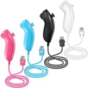 NC 4 닌텐도 Wii 및 U 비디오 게임패드(화이트 블랙 블루 핑크)와 호환되는 Nunchuck 컨트롤러용 조이스틱