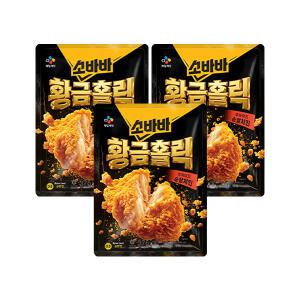 CJ 고메 소바바 황금홀릭 후라이드 순살 치킨 375g, 3개