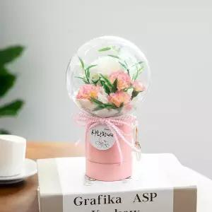 플라워트리 카네이션 조화 화분 LED큐티벌룬set 19cm 꽃 어버이날 스승의날 테이블 장식 감사 선물 행사