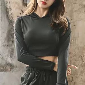 여성 헬스복 긴팔 요가 크롭 배꼽티 기능성 의류운동상의 셔츠 필라테스 휘트
