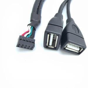 산업용 컴퓨터 마더보드용 미니 9핀 암 헤더 듀얼 USB 어댑터 케이블 2.0mm