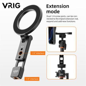 VRIG 마그네틱 휴대폰 홀더 스탠드 MagSafe 콜드 슈 삼각대 마운트(iphone 호환용 1/4 나사 포함) 안드로이