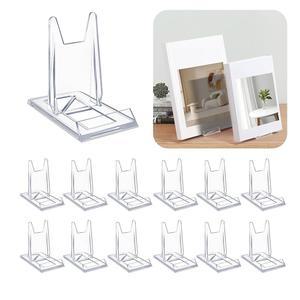 BOUNDLESECHO 12팩 스쿨 휴대폰 디스플레이 엽서 사진 매거진 아크릴 데스크톱 앨범 플레이트 오피스 클러치백 아트워크 스탠드 투명 CD 조절식