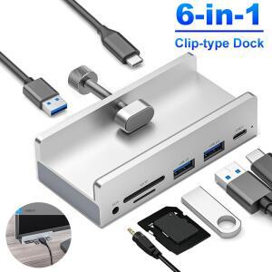 iMac USB C 허브 전원 공급 장치가 포함된 6-in-1 USB 3.0 허브 분배기 어댑터 클립형 멀티 노트북용 5G 고