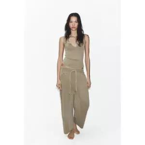 ZARA 페이크 워싱 플러시 팬츠 - 다크 베이지