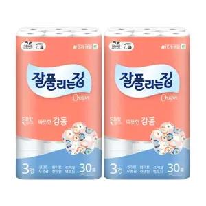잘풀리는집 3겹 따뜻한감동, 25m, 30롤, 2개