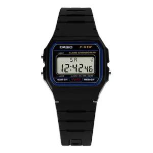 카시오 남녀공용 Digital Square 우레탄 손목 시계 F 91W 1HDG)