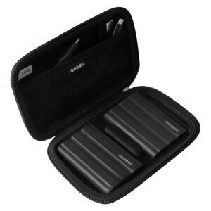 삼성호환 T9 / T7 Shield 2TB 1TB 4TB 휴대용 SSD USB 3.2 Gen2 외장 솔리드 스테이트 드라이브용 하드 여행용 케이스블랙 드라이브 2개용 케이스