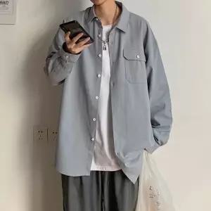 고품질 남자 여자 봄 가을 셔츠 캐주얼 원포켓 오버핏 남방 남자봄남방 (WCE5FA4)