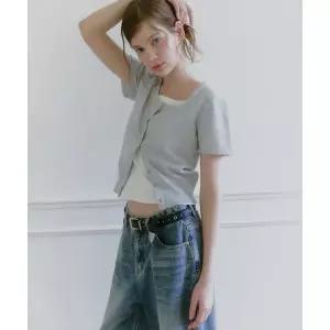 매장정품 MICANE 아지아 스냅 버튼 쇼트 슬리브 가디건