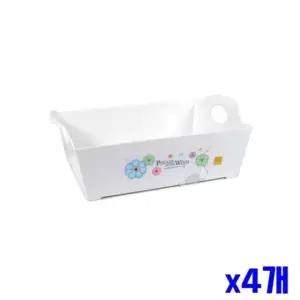 손잡이 화이트 소품 바구니 대 x4개 리빙바스켓