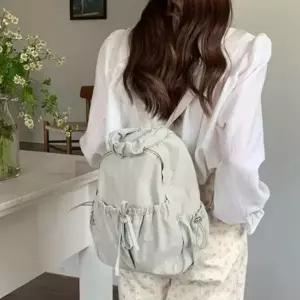 남여공용 가방 포켓 셔링 여성 미니 데일리 백팩 리본