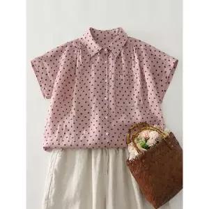 [하프클럽/](바로배송)델루 도트 카라 블라우스_NC2BL090