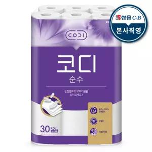 코디 화장실 화장지 집들이 이사 휴지 3겹 순수 30m 30롤