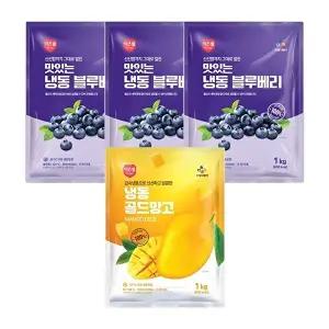[CJ프레시웨이]CJ프레시웨이 이츠웰 냉동블루베리1Kg x 3개+골드망고1Kg