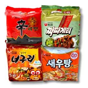 농심 신라면 5봉+너구리 5봉+짜파게티 5봉+새우탕면 4봉