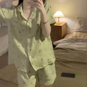 복숭아패턴 반팔 잠옷 세트 HH-S09