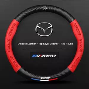 탄소 섬유 Leathe 자동차 핸들 커버 For Mazda 3 5 6 SKYACTIV Axela Atenza CX30 MX5 RX8 BT50 액세서리