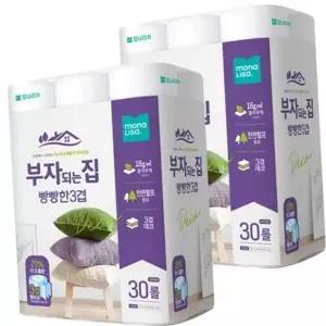 고품질 롤화장지 무향 3겹 펄프 두루마리휴지 도톰한 엠보싱 30롤 ...
