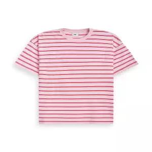 컬렉션 스트라이프 로고 오버핏 반팔 티셔츠 PINK OI2632TS004M PK
