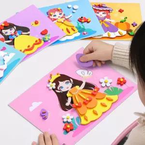 6개/세트 3D EVA 폼 스티커 DIY 공주 동물 퍼즐 다양한 패턴 스타일 선물